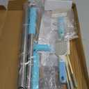 Carpet Rake for Pet Hair Removal, 4 Pack Pet Hair Remover Tools, Long Handle Adjustable, Double-Sided Carpet Hair Removal, Dog Cat Hair Brush Remover for Sofa, Couch, Rug, Stairs, Clothes, Blue