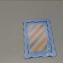 THKRLOF 4x6 Picture Frame with Mat for 3.5x5, Wavy Edge Wooden Real Glass Photo Frame for Tabletop and Wall Hanging, Blue, 1 Pack