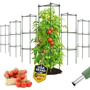 Tomato Cage - Trellis Stakes and Plant Support Structures for Vegetables and Climbing Plants - Tall Tomato Cages for Garden, Pots, Raised Garden Bed Outdoor (6 Pack - Up to 48 Inches)