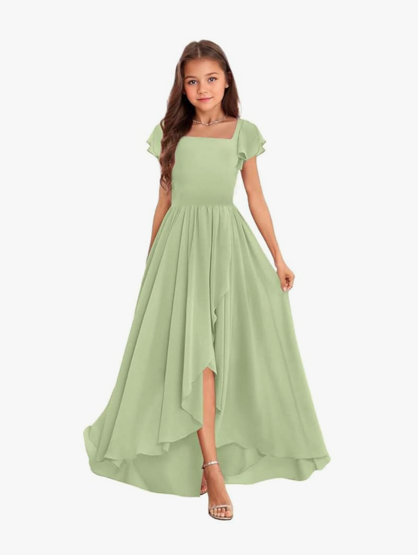 Chiffon Junior Bridesmaid Dress for Wedding A Line Jr Bridesmaid Dresses Girls' Special Occasion Dresses (Size 160)