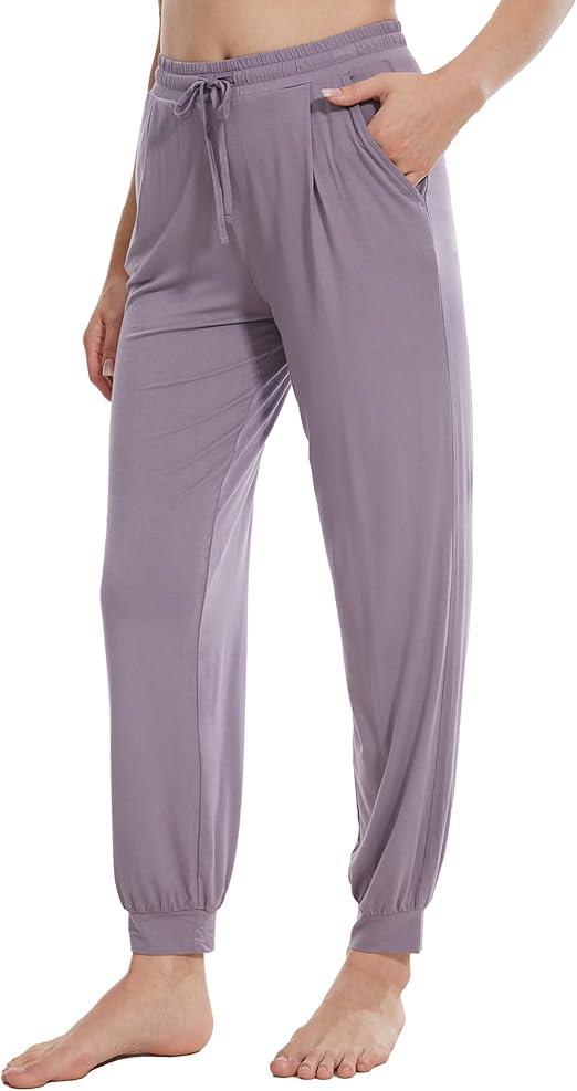WiWi Pajama Pants for Women Lounge Super Soft Joggers Yoga Viscose from Bamboo Bottoms Cooling Pajamas Pant Sweatpants, Violet, S