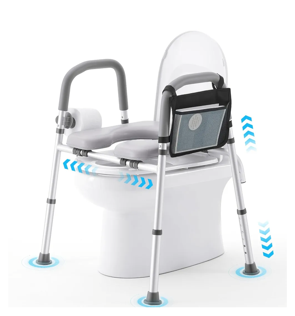 MEOFLIS Raised Toilet Seat with Handles, FSA HSA Eligible Adjustable Width and Height Elevated Toilet Seat Riser Seniors, Safety Handicap Toilet Seat for Elderly, Pregnant 350 lbs Heavy Duty