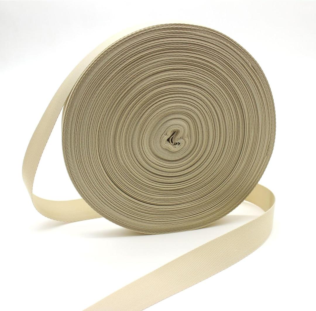 Ivory White Nylon Webbing Strap 1 inch-50 Yards-Durable Heavy Duty Webbing Canvas Sewing Straps for Bags-Hammock-Lawn Chair-Belting-Pet Collars DIY Crafting & Projects