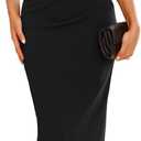 IHOT Women's Sleeveless One Shoulder Bodycon Ruched Slit Wedding Guest Cocktail Midi Dress (Medium, Black)
