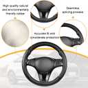 Carbon Fiber Car Steering Wheel Cover, 15 Inch Breathable PU Leather Vehicle Steering Wheel Protector with Anti-Slip Lining, Soft Automotive Interior Accessory, Universal Fit (Black)