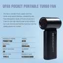 Turbo Handheld Fan 4000mAh, 12H Max Cooling 3-Speed Portable Mini Fan, Type-C Rechargeable Personal Pocket for Travel Outdoor Camping Fishing Home Office (Black)
