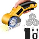 AYP Cordless Electric Scissors, 320RPM Cardboard Cutter with 4 SK5 High Carbon Steel Blades & Case, 1/4" Cutting Thickness, 2000mAh Box Cutter with Safety Lock & LED Light for Fabric, Carpet, Leather