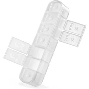 XL AM PM Pill Organizer 2 Times a Day, Fade Resistant Weekly Pill Box 7 Day, Double-Sided 14 Extra Large Compartments for Vitamins, Fish Oil, Supplements & Gummies (White)