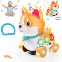 Musical Toys for 6 Month - 3 Year Old Boy Girl, Baby Toys Bilingual Educational with Music Light, Crawling & Walking Puppy for Birthday (Orange)