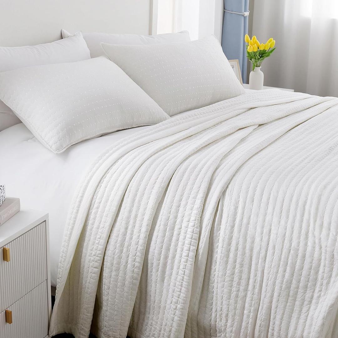 Down Home, blanket 86x90in
Lightweight, Cream White | 3-Season Soft-Washed Bedspread for Spring, Summer & Fall; Multi-Lock Quilting, Easy Care, Includes 2 Pillow Shams