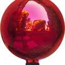Alpine Corporation 10" Diameter Indoor Outdoor Glass Gazing Globe Yard Decor, Red