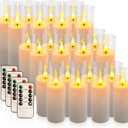 24-Pack Premium Flameless LED Candles - Elegant White & Clear Acrylic Pillar Design with Realistic Flickering Flame, Remote Control & Timer for Weddings, Christmas, Halloween & Home Decor