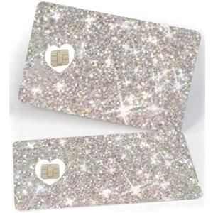 ExotixCard The Original Reflective Sticker Ultra Bling Debit - Credit Card Skin Shiny Removable Cover Especially Bright Back Information, No Bubble, Waterproof Card Cover Silver Heart Love Ice