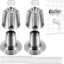 Enhon Shower Knobs 2 Piece Replacement, Compatible with Pfister Verve Tub Shower Handle Replacement, 2 Faucet Handle Trim Kit for 5-1/2 inch High, 12 Tooth Broach Stem Cartridge(Brushed Nickel)
