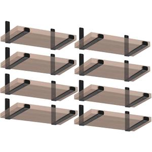16 Pack - 7.25" L x 4" H x 1.5" W J Lip Shelf Brackets Rustic Farmhouse Iron Wall Floating Shelf Bracket Metal Shelf Bracket Industrial Shelf Supports with Screws Black