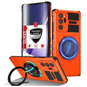 IYTRRYH for Samsung Galaxy Note 20 Ultra Case Magnetic Compatible with MagSafe Wireless Charging,with 1 Screen Protector,Built-in Kickstand Ring Military Grade Shockproof Heavy Duty Protection Orange