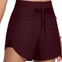 Womens 5.5" Swim Shorts High Waisted Board Shorts with Pockets Quick Dry UPF 50+ Beach Shorts with Liner, Large, Watermelon Red 