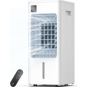 Portable Air Conditioner, Evaporative Air Cooler Windowless with Remote, 3 Speeds, 12H Timer, Oscillating Swamp Cooler for Bedroom, Living Room, White