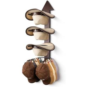 HYDERMUS Cowboy Hat Holder Rustic Wood Arrow Design Hat Organizer 4 Pieces Cowboy Hat Rack Western Decor Hat Storage Hanger for Display and Organization Walnut