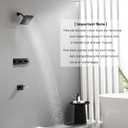 3 Handle Tub Shower Faucet, Matte Black Three Handle Shower Faucet Set with Waterfall Tub Spout and 8" Rainfall Shower Head, 3 knob shower tub faucet set