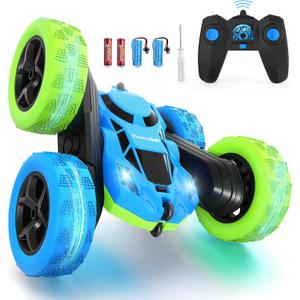 Hamdol Remote Control Car for Kids, 360 Rotating Double-Sided RC Car with LED Headlights, 4WD 2.4GHz Electric Rechargeable Toy Vehicle for Boys and Girls, Perfect Birthday