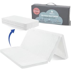 Pack and Play Mattress Topper | 38" x 26" Trifold Soft Foam Plain White