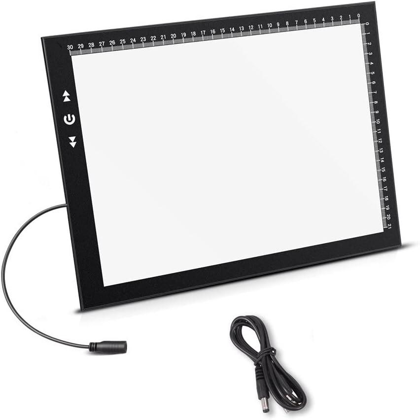 HSK A4 LED Artist tracing Light Box Copy Table, Adjustable High Brightness Light Pad for Tatto Drawing, Sketching, Animation, Diamond Painting Accessories (01 - A4 USB)