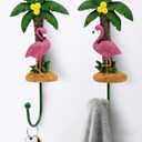 Flamingo Wall Hooks for Hanging Set of 2- Resin Decative Wall Hooks for Hanging Coat, Hat, Towel, Key, Entryway, Bedroom, Bathroom, Kitchen for Room Decor