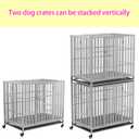 37" 42" 48" Heavy Duty Dog cage Stainless Steel Metal Kennel and Crate, Collapsible for Medium to Large Dogs, Easy to Assemble pet Pen with Four Lockable Wheels, Black Tray(37in)