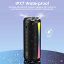 Portable Bluetooth Speaker, 2026 Bluetooth Wireless Speaker 5.4 with RGB Lights, 30H Playtime with Deep Bass, IP7 Waterproof, TWS Pairing, Portable Speaker for Travel/Party/Home/Gifts, Black