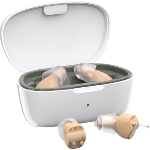 Hearing Aids for Seniors, Hearing Aid Rechargeable for Hearing Loss, Personal Hearing Amplifier with Volume Control and Portable Magnetic Charging Case, Noise Canceling Hearing Aids