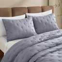 COZYXWORLD100% Viscose Derived from Bamboo,King/Cal King Quilt Set, 3-Piece Comforter Set Dreamer Cross Stitch Cooling Rayon Bedding Duvet Insert with Corner Loops, Dark Grey