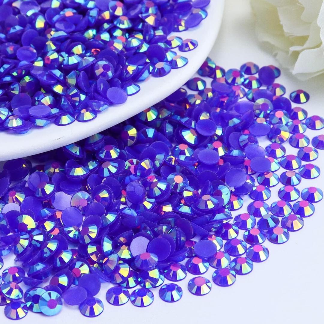 2000PCS 4mm Resin Flatback Rhinestone, Dark Purple AB Color Flatback Jelly Resin Rhinestones for Mugs, Bottles, Tumblers, Craft Decoration, Loose Bling Glitter Diamond Stone