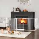 127.5" Extra Wide Baby Gate for Fireplace Christmas Tree, Configurable 5 Metal Panels Baby Fence, Child Gate for Wide Openings with Anti-Trip Pedal, Long Kid Gate for Dog Pet, 28'' Tall White