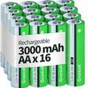 Granicell AA Rechargeable Batteries 3000 mAh High Capacity 1300 Cycle,1.2V NiMH Low Self Discharge AA Battery,16 Pack