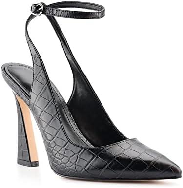 Reoplty Womens Closed Toe Ankle Strap Heels Pointed Toe Pumps Shoes Slingback High Heel Wedding Dress Shoes 8