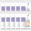 simplehuman Code Q 200 Count, Dispenser Pack Custom Fit Liners, Drawstring Trash Bags, 50-65 Liter / 13-17 Gallon, White
