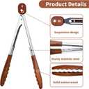 Wooden Tongs for Cooking, Anti-Slip Long Handle Wood Salad with Hanging Hole, Household Creative Cooking Tongs for BBQ, Serving Food, Salad Tossing 11.8-inch