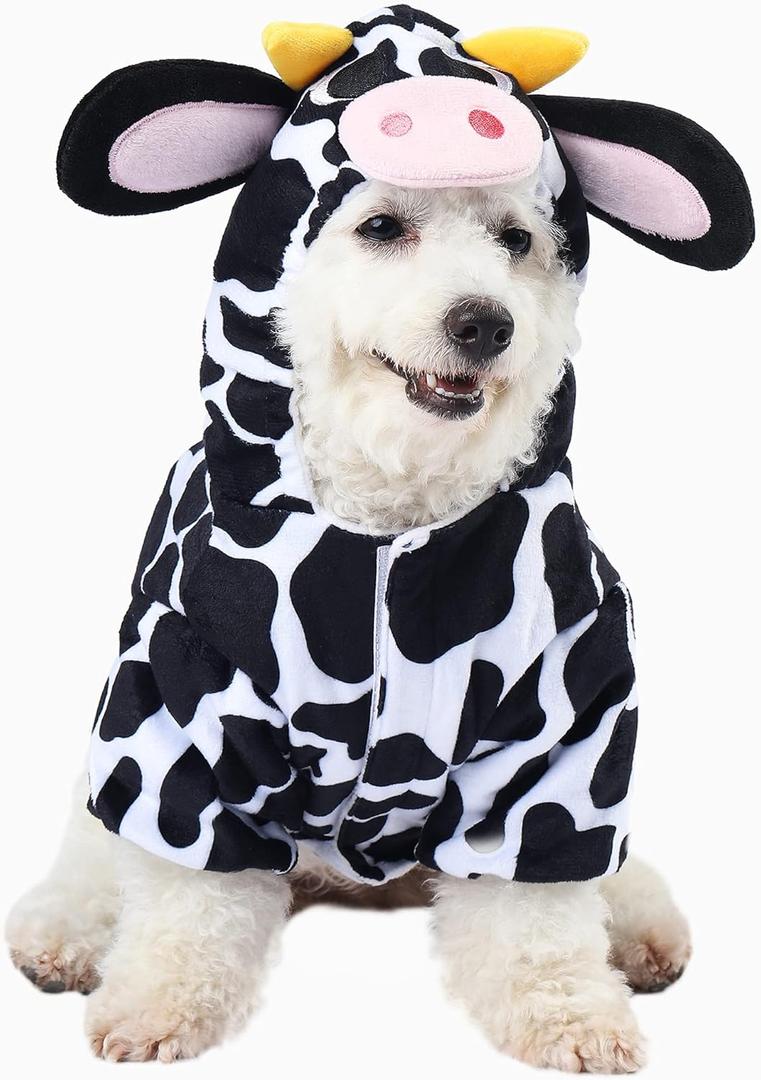 Spooktacular Creations Pet Dog Milk Cow Costume with 3D Cow Hood for Halloween Dress-up Party, Pet Carnival (X-Large)