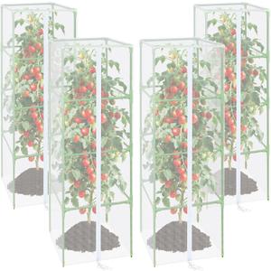 ZeeDix 57" x 16.1" Garden Bird Netting for Square Tomato Cage, 4 Pack Garden Mesh Barrier, Plant Covers Protect Tomatoes, Vegetables, Blueberry Bush from Birds & Pests