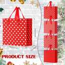 Tenceur Plastic Christmas Gift Bags with Handle Red and White Stripes Polka Dot Shopping Bags 13'' x 10'' Large Merchandise Tote Bulk for Christmas Holiday Party Favor Gift Wrapping(48 Pcs)