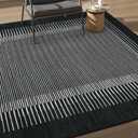 Wonnitar Washable Striped Black Runner Rug for Hallway 2'6"x8', Non-Slip Kitchen Runner Rug, Low Pile Minimalist Soft Rug Runner for Bedroom Hallway Bathroom Laundry Entryway (Black, 2'6" x 8')