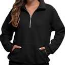 MathCat Womens Oversized Sweatshirts Half Zip Pullover Hoodies Casual Sweaters Loose Fit Fall Winter Fashion Clothes Outfits S
