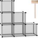 C&AHOME Cube Storage Organizer, 6-Cube Shelves Units, Closet Cabinet, DIY Plastic Modular Book Shelf, Ideal for Bedroom, Living Room, Office, 36.6" L x 12.4" W x 36.6" H Grey UPCS06G