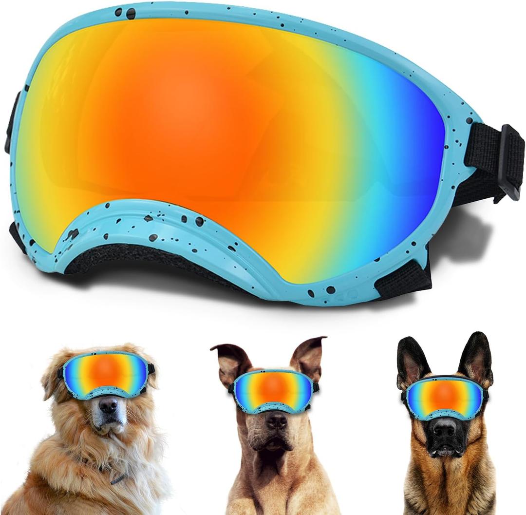 Large Dog Sunglasses, Dog Goggles with Adjustable Strap UV Protection Winproof Dog Puppy Sunglasses, Suitable for Medium-Large Dog Pet Glasses, Dogs Eyes Protection