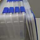 IRIS USA WeatherPro 74 Qt Storage Bins with Lids, 3 Pack, BPA-Free Plastic Gasket Box with Tight Latch and Seal, Stackable Nestable Tote Tub - Clear/Blue