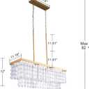 TOCHIC Rectangular Capiz Shell Chandelier, Coastal Beach Lighting 6 Lights, Modern Gold Chandelier Shell Pendant Light for Kitchen Island, Dining Rooms, 2 Tier, 39.3in L