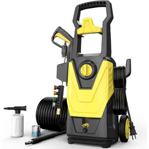 AgiiMan Electric Pressure Washer, 5000 PSI Max 3.6 GPM Power Washer Electric Powered with 20FT Hose, 4 Nozzles, Foam Cannon, High Pressure Cleaner Machine for Cars, Patios, Driveways, Fences, Yellow
