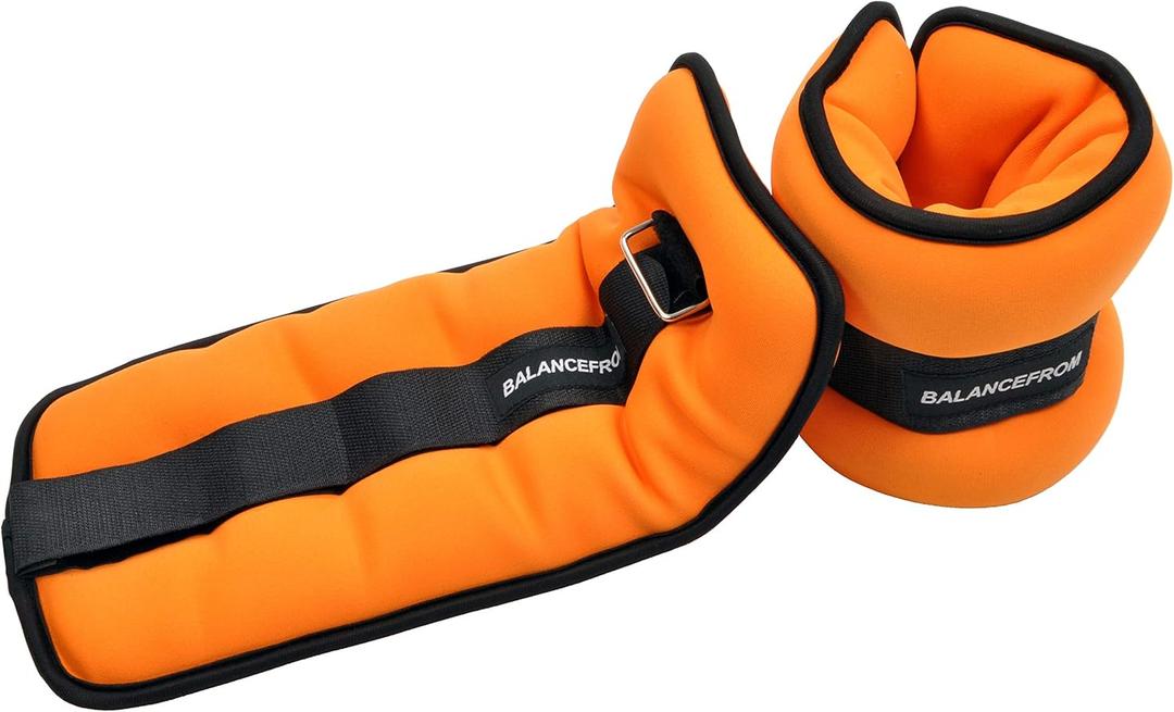 Fitvids Fully Adjustable Ankle Wrist Arm Leg Weights, Orange, 10 LBS Each (20-LB Pair)