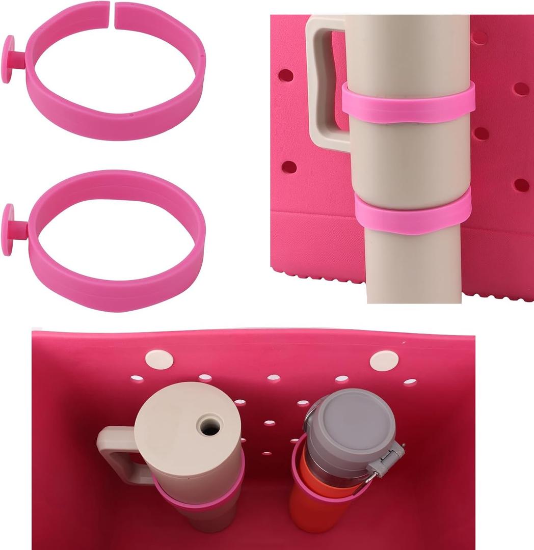 6 x 2pcs Cup Holder for Bogg Bag Compatible with Stanley 30oz 40oz Water Bottle, Drink Holder Plastic Insert for Bogg Bag & Simply Southern Beach Totes Accessories (pink)